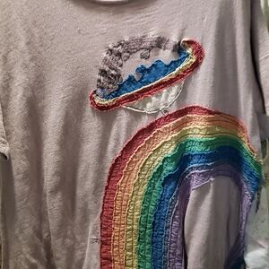 Magnolia Pearl Lavender Tee with Rainbow & Planet Appliqué